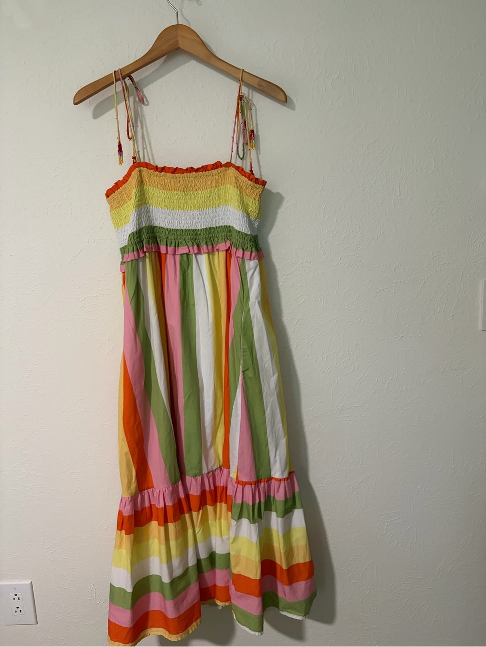 J. Marie Women's Size XL Multi Striped Spaghetti Strap Smocked Midi Dress - Picture 6 of 6